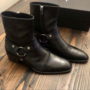 Saint Laurent Wyatt Black Harness Boots Hedi